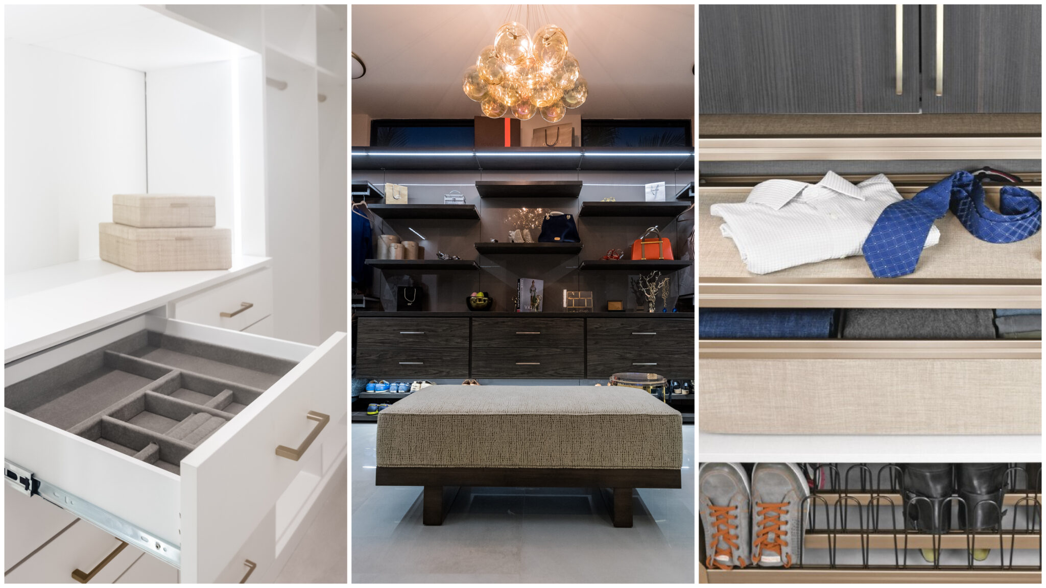 Custom Closet Doors And Drawers With Organized Interior Features