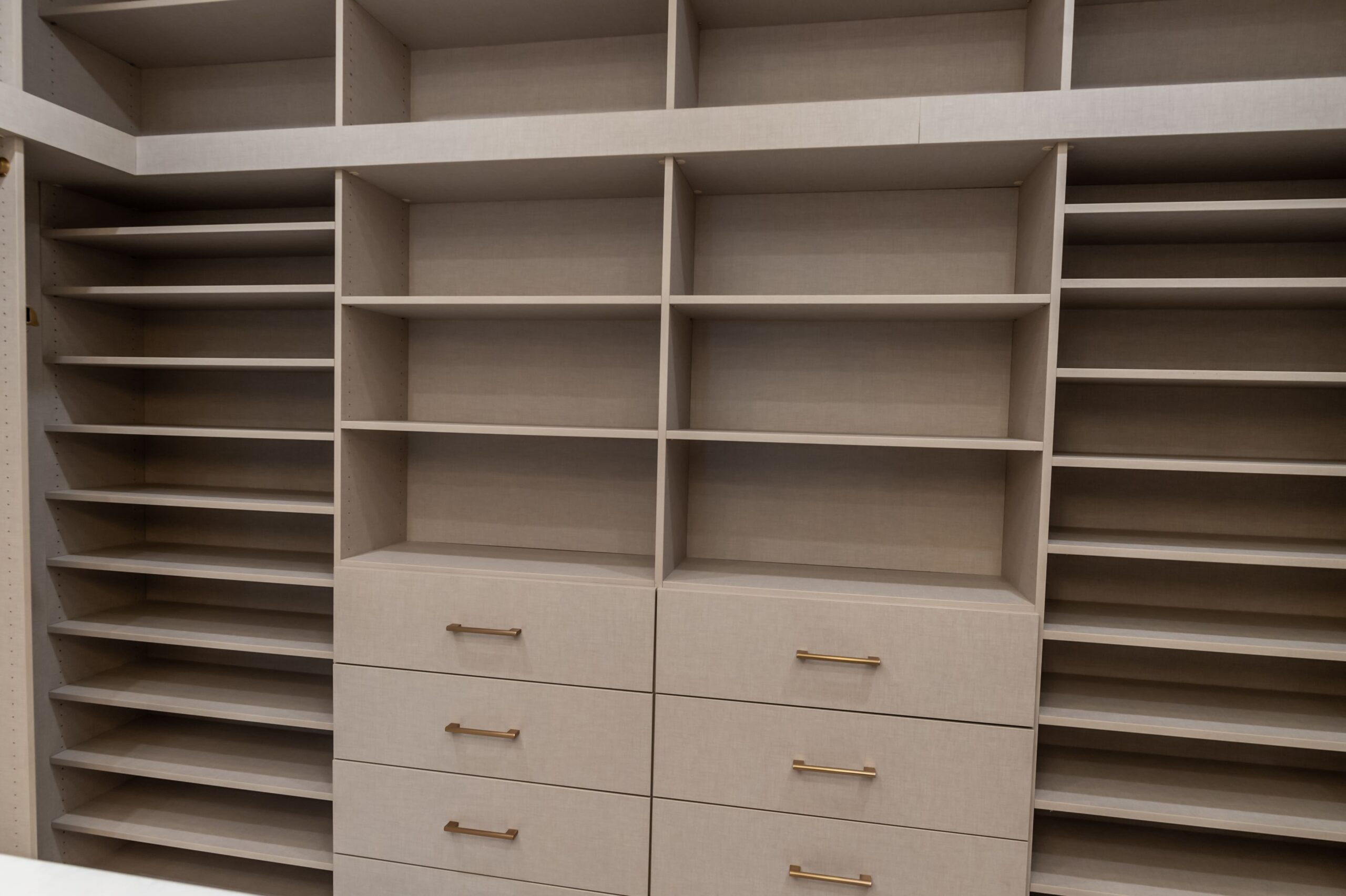 Luxury Shelving System With Gold Handles