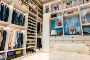 Luxury walk in closet with integrated lighting system