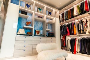 Luxury walk in closet with integrated lighting system