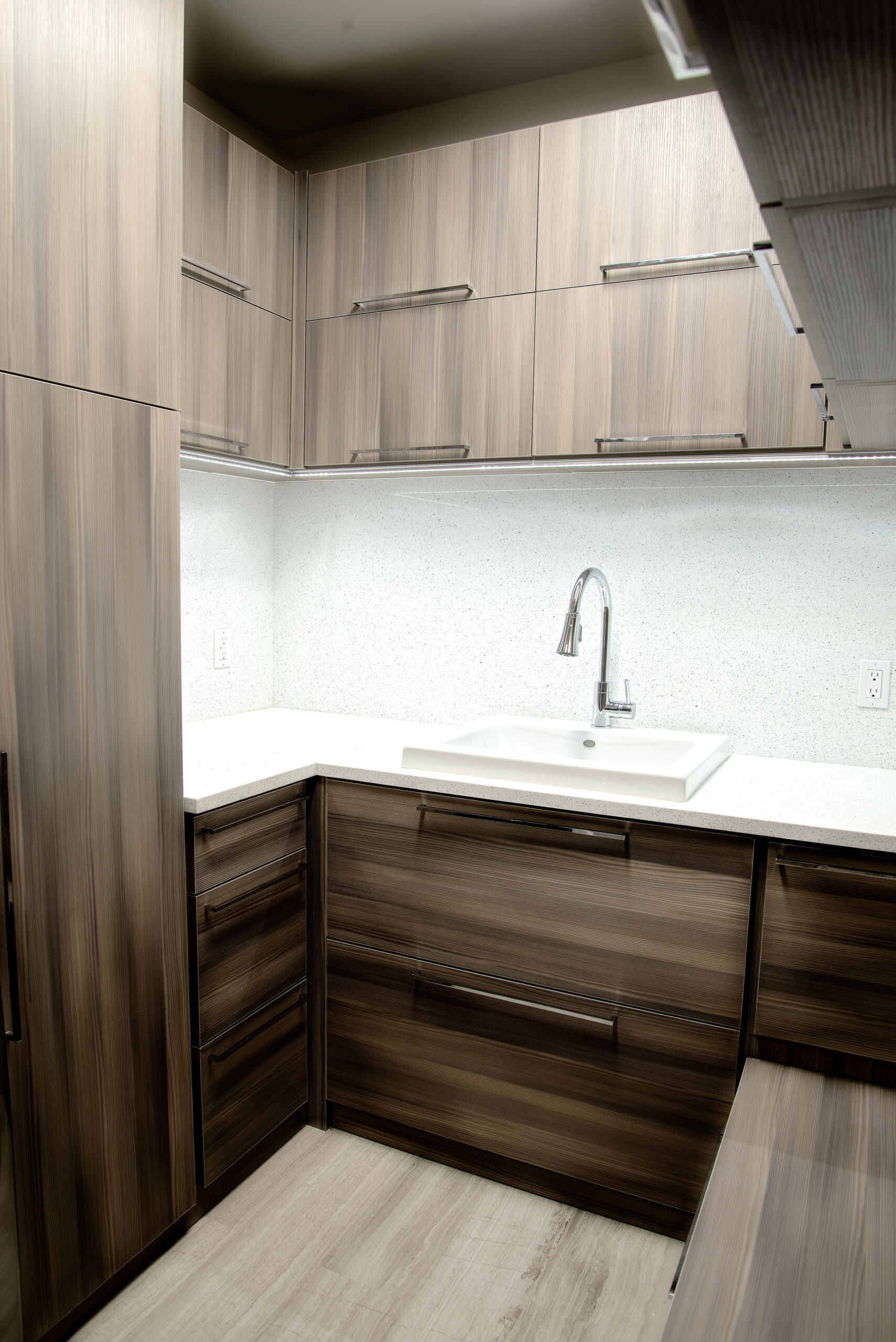 Modern Pantry And Cabinet System In Oak Wood Finish