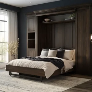 MB4-dark-wood-murphy-bed-with-built-in-storage-and-display-shelves