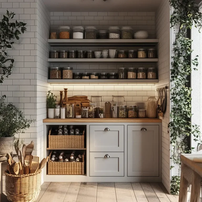 Ps4-Rustic-Pantry-With-Open-Shelves-Baskets-And-Under-Cabinet-Lighting
