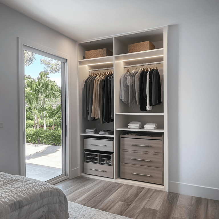 Ri14-Modern-Reach-In-Closet-With-Hanging-Rods-And-Drawers