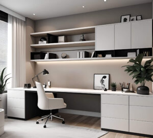 black and white home office for her