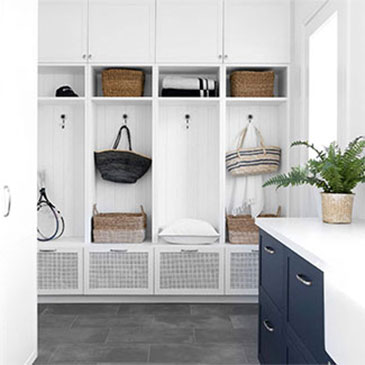 Coastal Inspired Custom Mudroom Cabinets